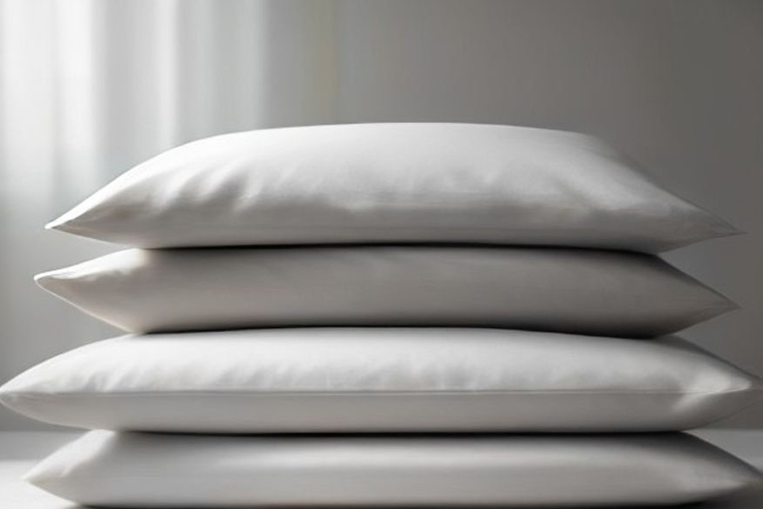 Crisp folded white bedding and pillows